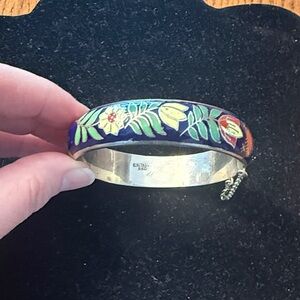 Floral Enamel Siam Bangle Bracelet